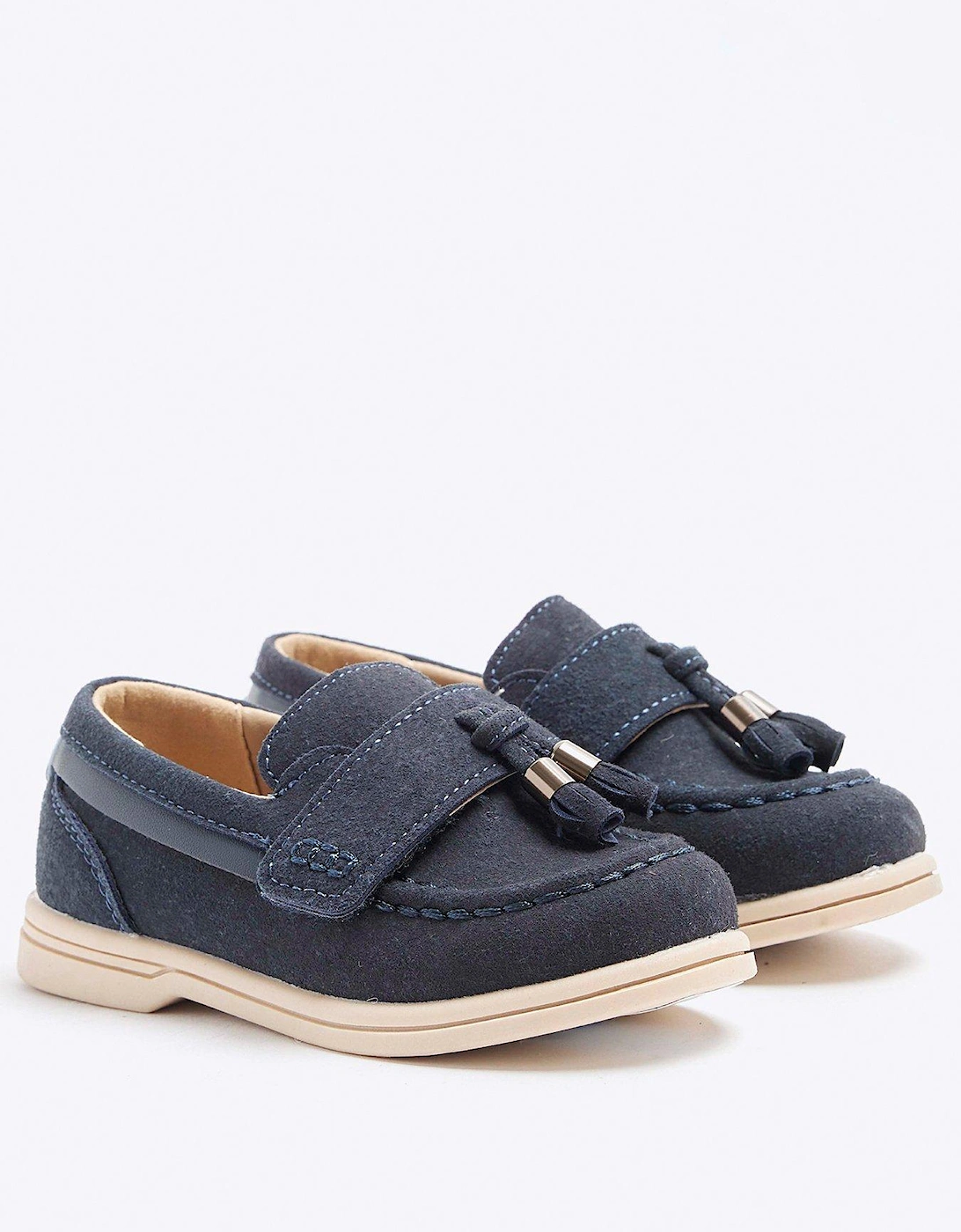 Mini Boys Suedette Tassel Loafers - Navy