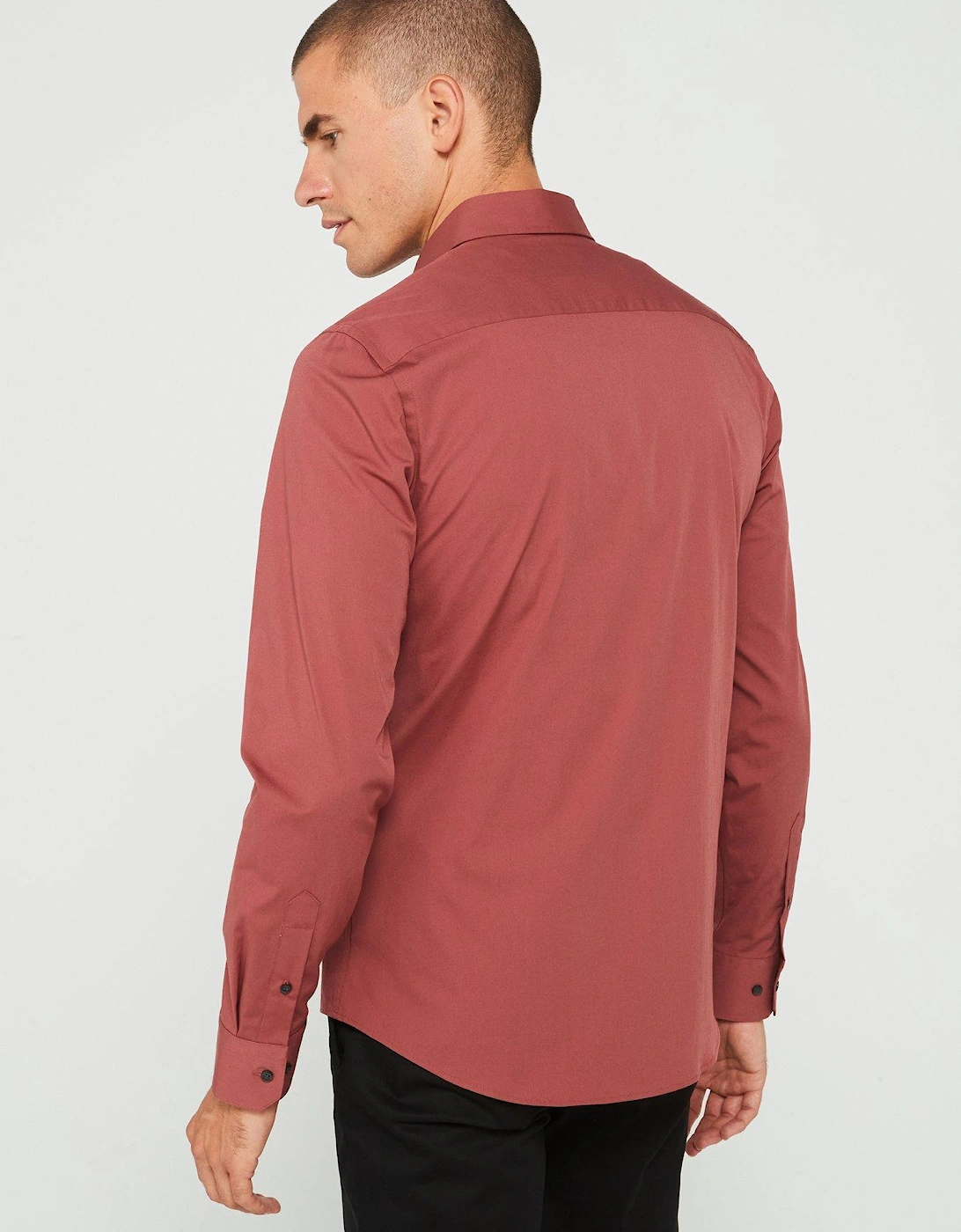 Poplin Stretch Slim Fit Shirt - Dark Orange