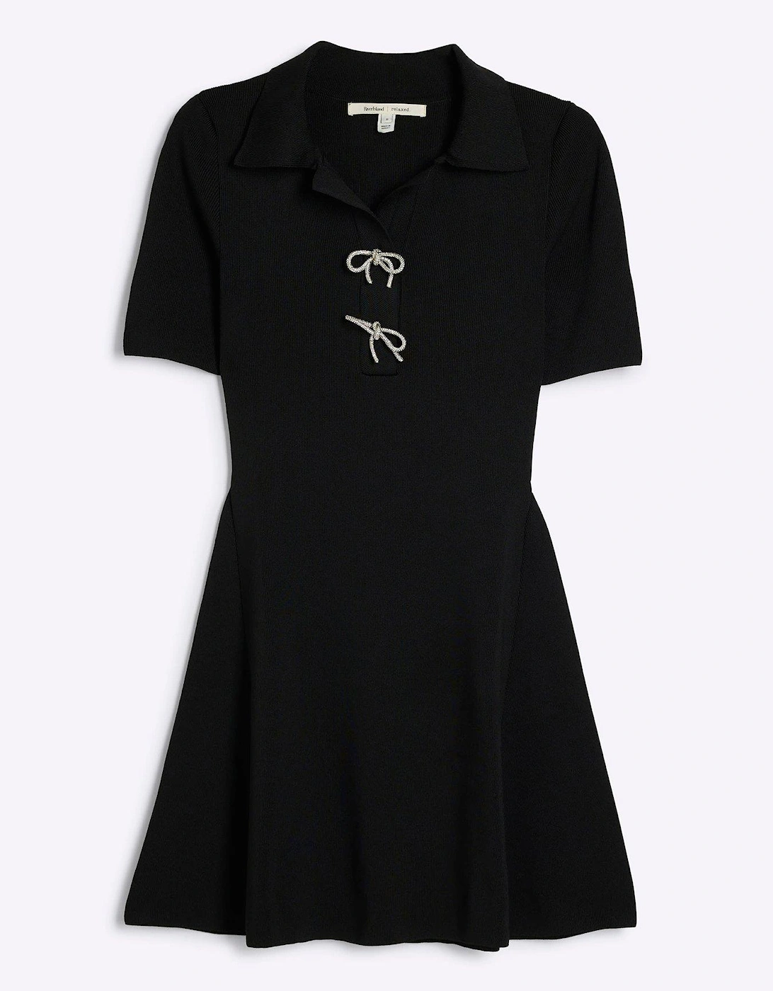 Bow Detail Polo Dress - Black