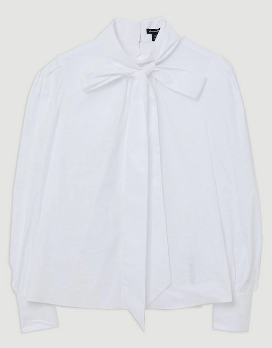 Plus Size Cotton Poplin Pussybow Blouse