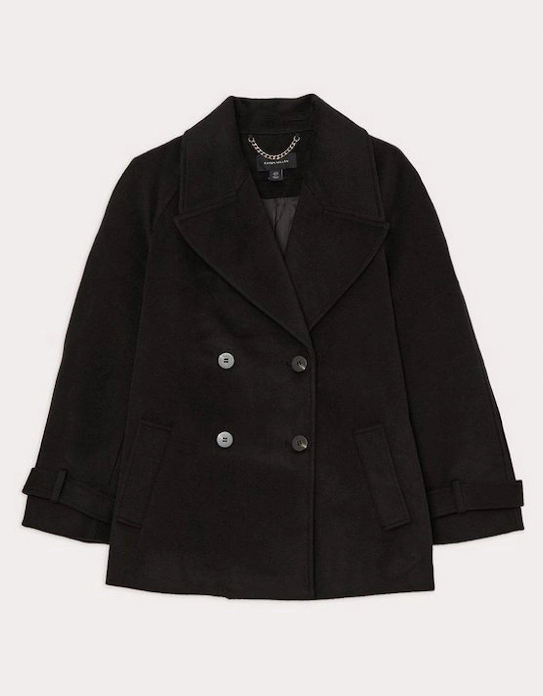 Tailored Wool Blend Double Breasted Short Pea Coat