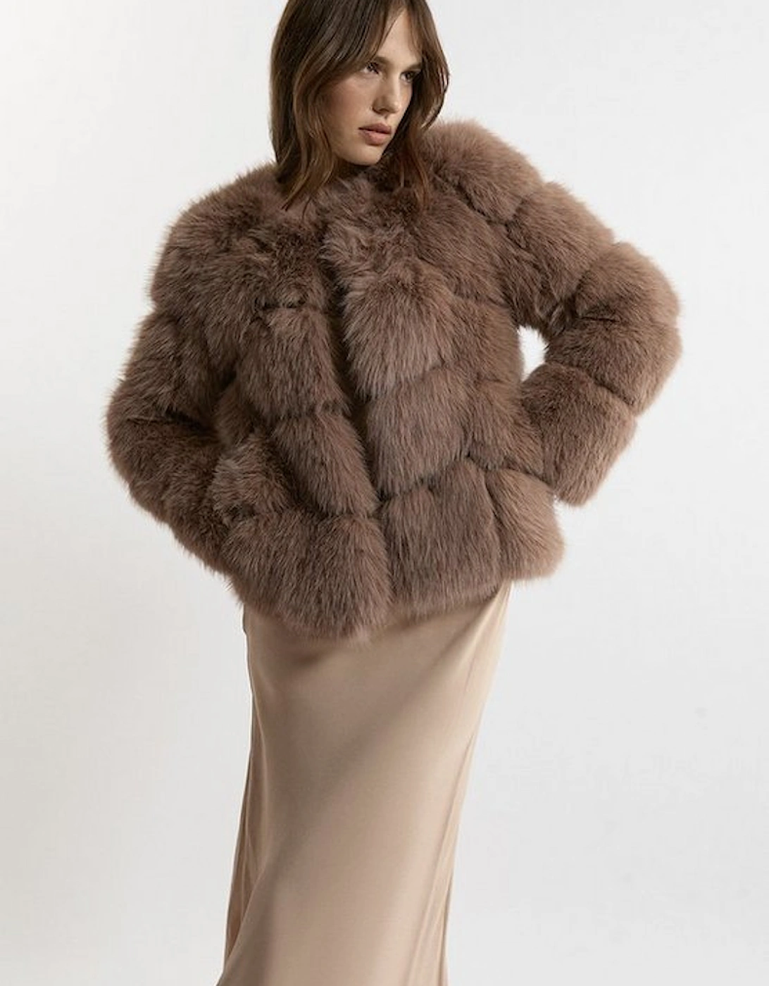 Faux Fur Panelled Long Sleeve Jacket, 5 of 4