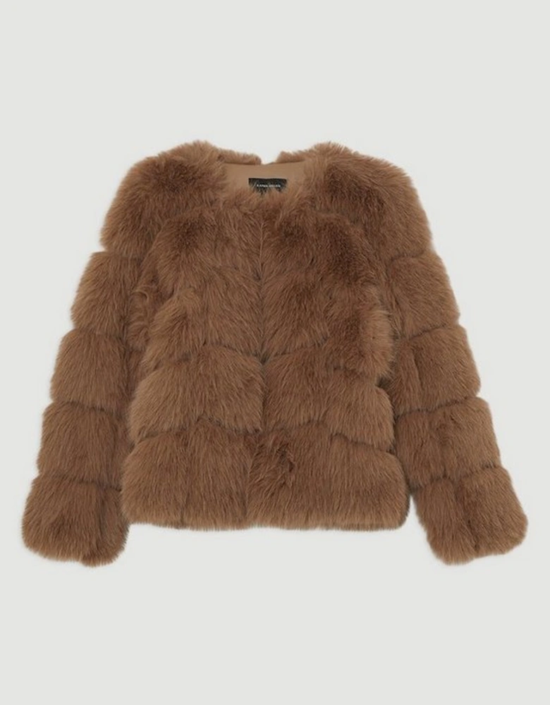 Faux Fur Panelled Long Sleeve Jacket