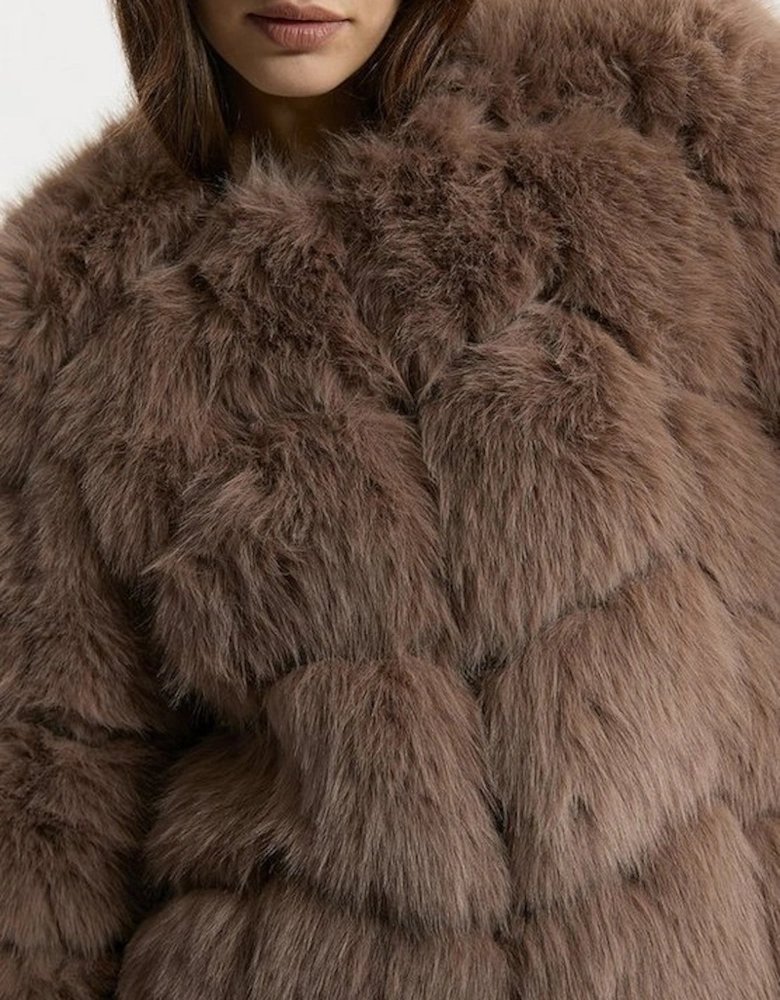 Faux Fur Panelled Long Sleeve Jacket