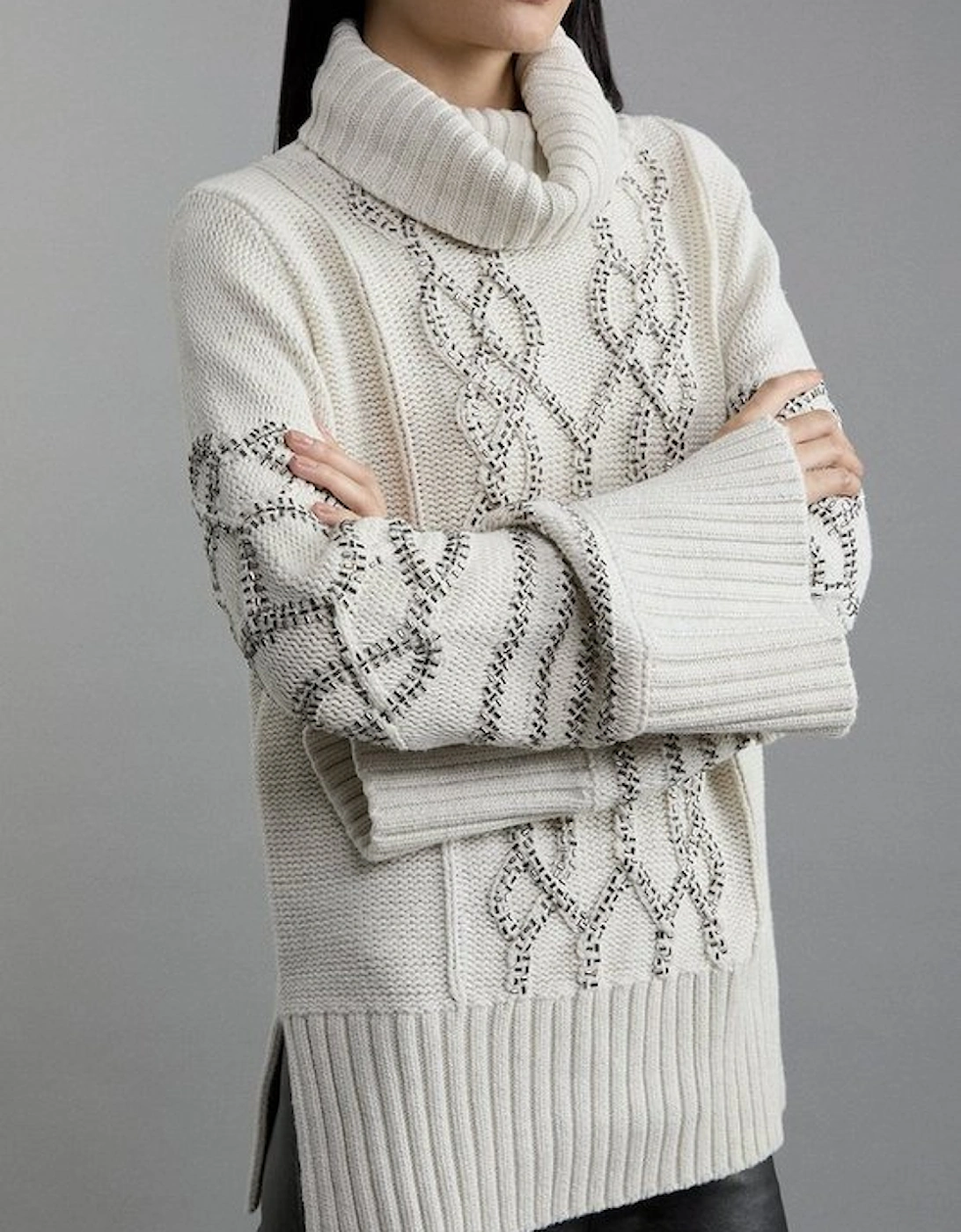 Embellished Cable Knit Jumper