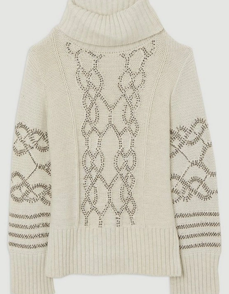 Embellished Cable Knit Jumper