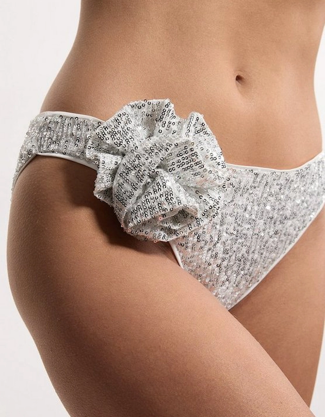 Sequin Cut Out Rosette Bikini Bottoms