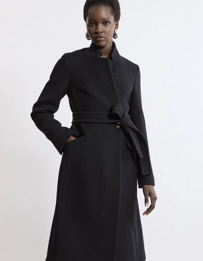 Italian Wool Blend Investment Notch Neck Midi Coat