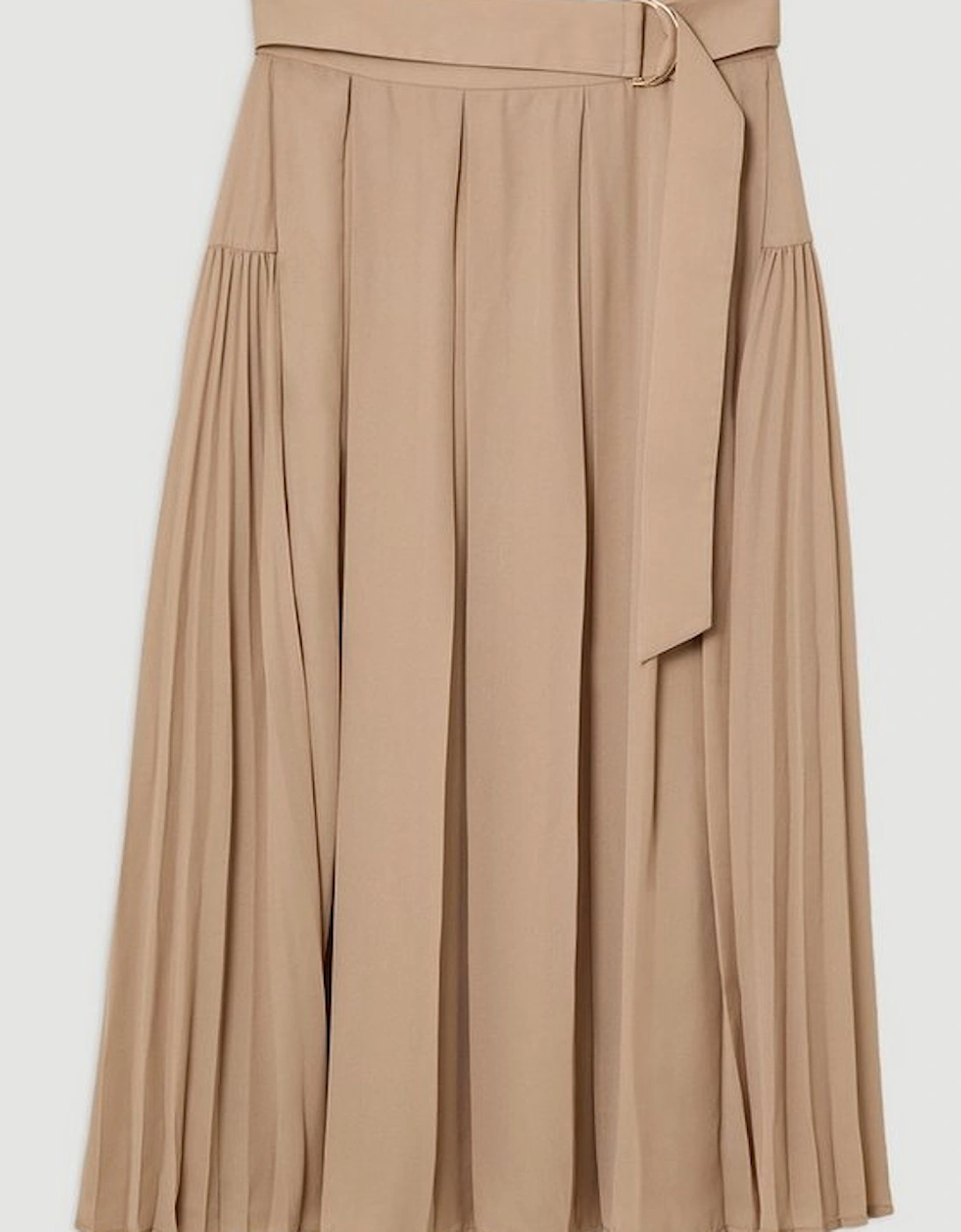 Georgette Belted Pleat Woven Midi Skirt