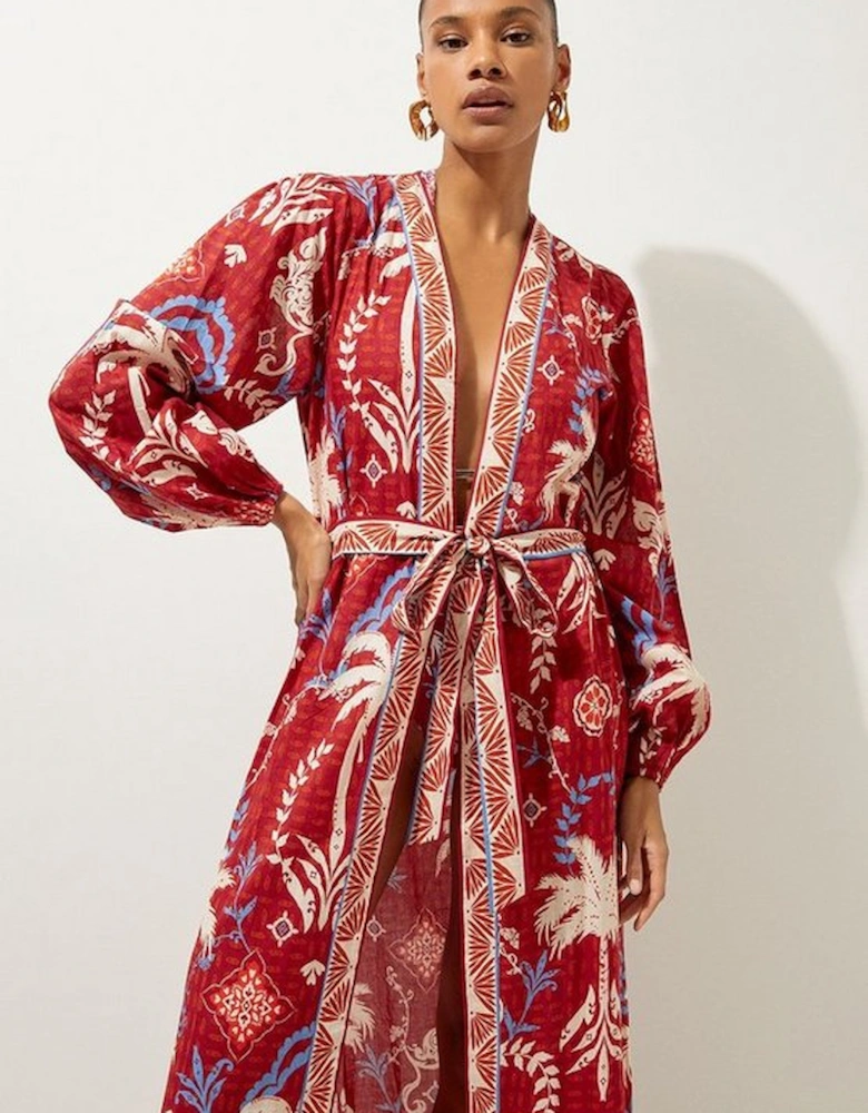 Printed Cotton Voile Maxi Beach Dress