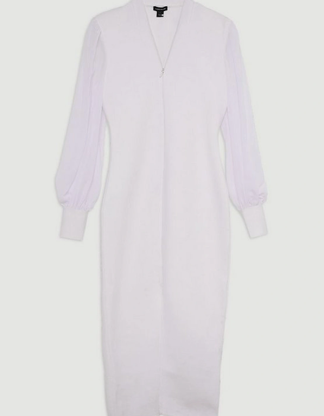 Bandage Figure Form Zip Detail Chiffon Sleeve Knit Dress