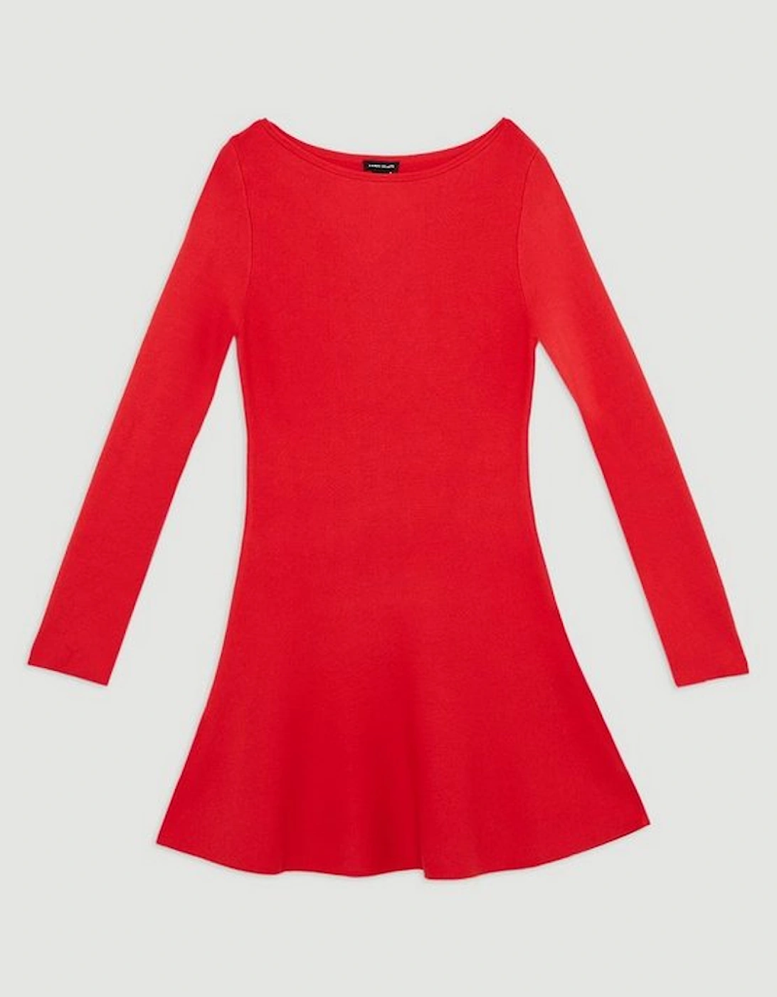 Rib Knit Peplum Sleeve Flippy Mini Dress