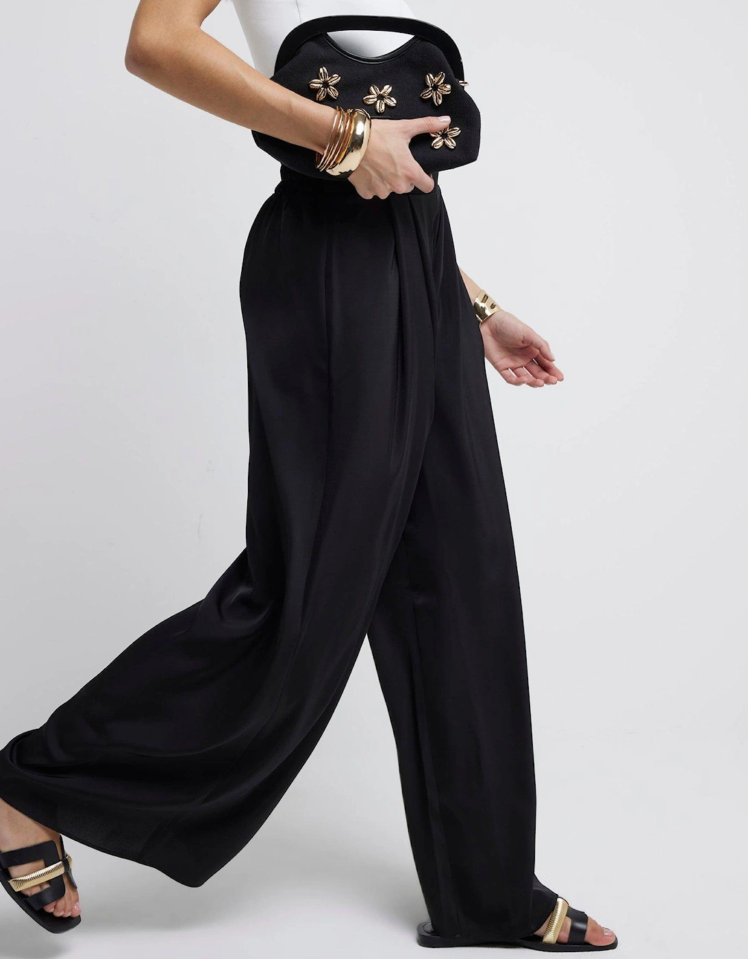 Palazzo Wide Leg Trouser - Black