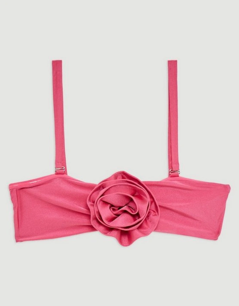 Rosette Detail Bandeau Bikini Top