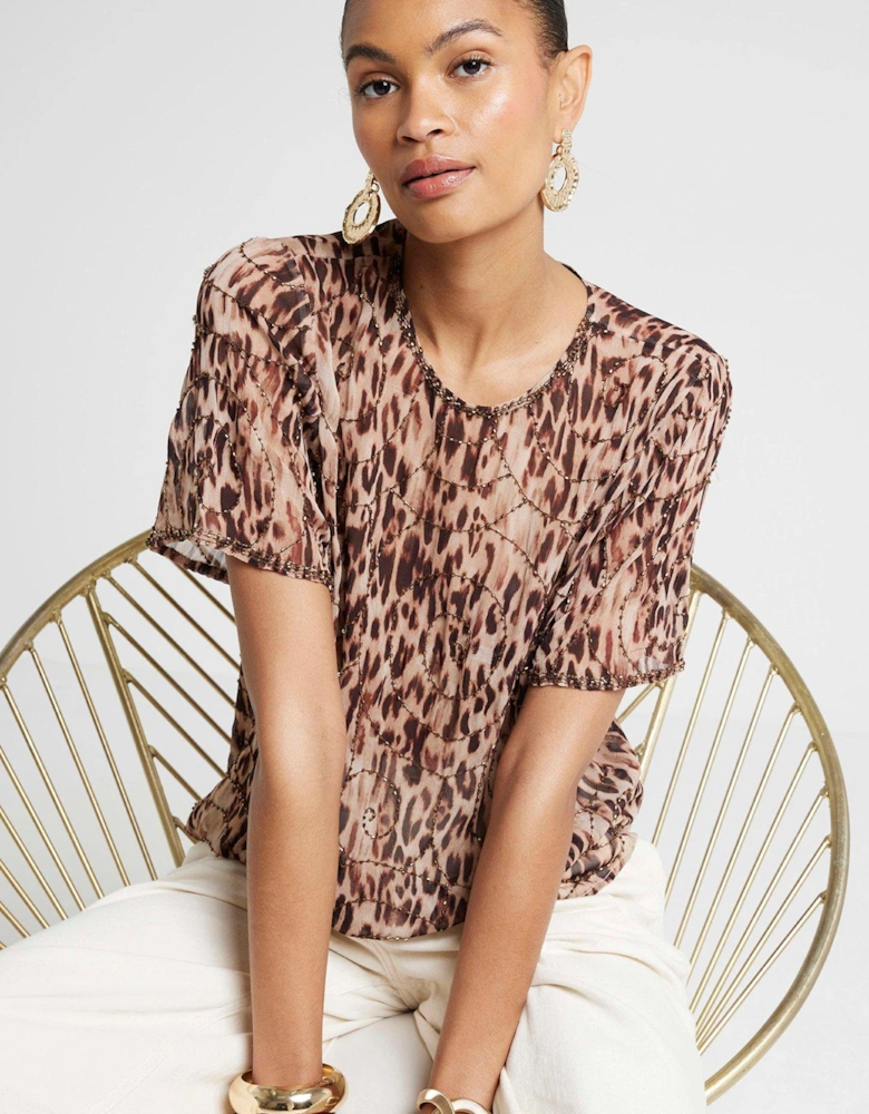 Embellished Animal T-Shirt - Brown