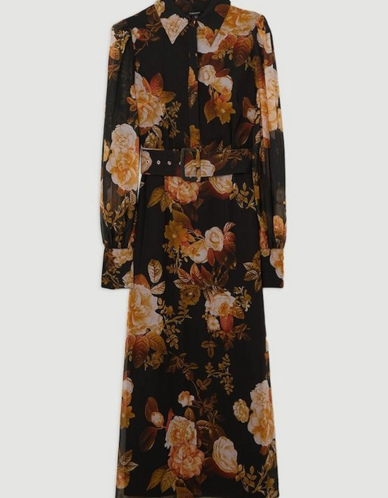 Floral Georgette Maxi Shirt Dress