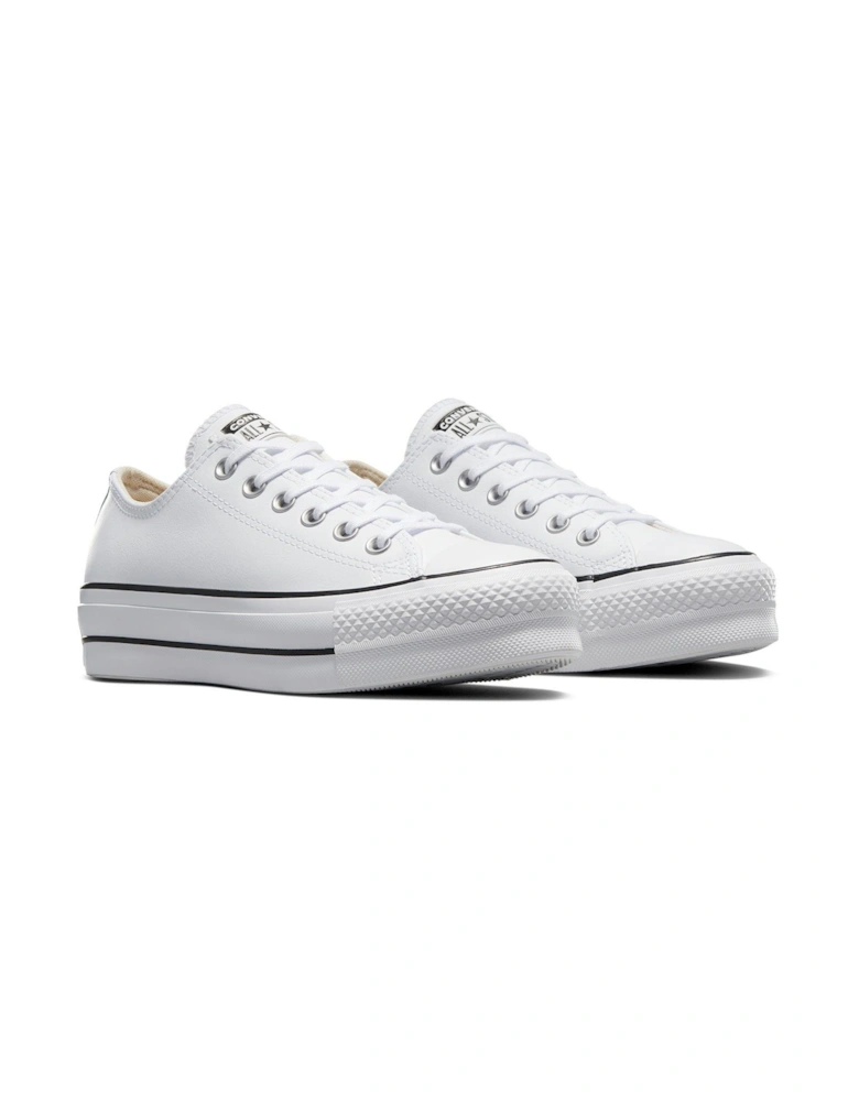 Womens Leather Lift Ox Trainers - White/Black