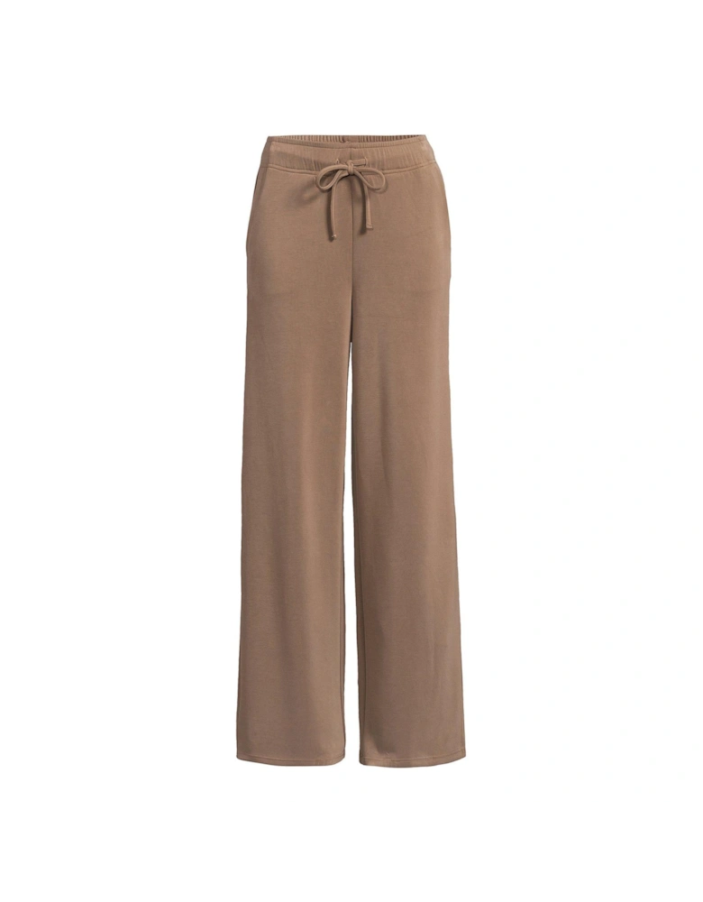 Premium Jersey Wide Leg Joggers - Brown