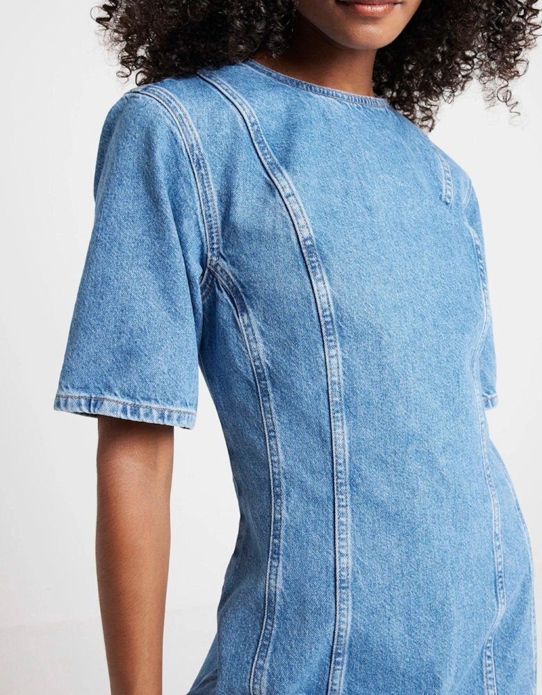 Seam Detail Dress - Medium Denim Blue