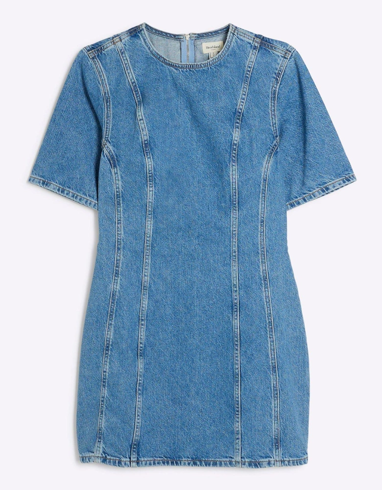 Seam Detail Dress - Medium Denim Blue