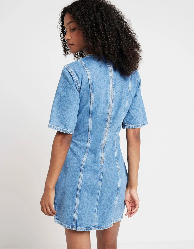 Seam Detail Dress - Medium Denim Blue