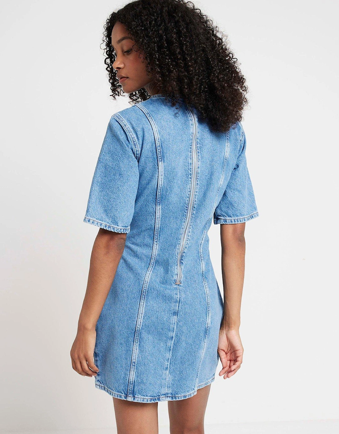 Seam Detail Dress - Medium Denim Blue