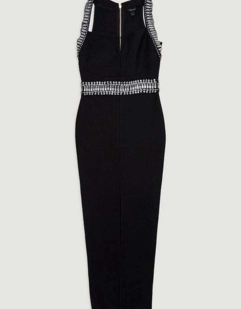 Bandage Figure Form Knit Embellished Maxi Dress