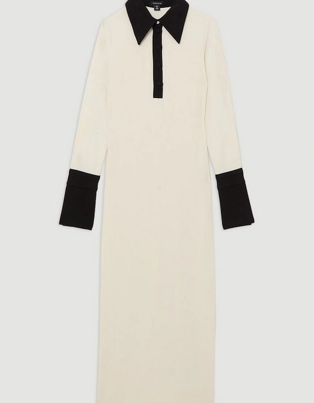 Tailored Crepe Contrast Collar Midaxi Dress