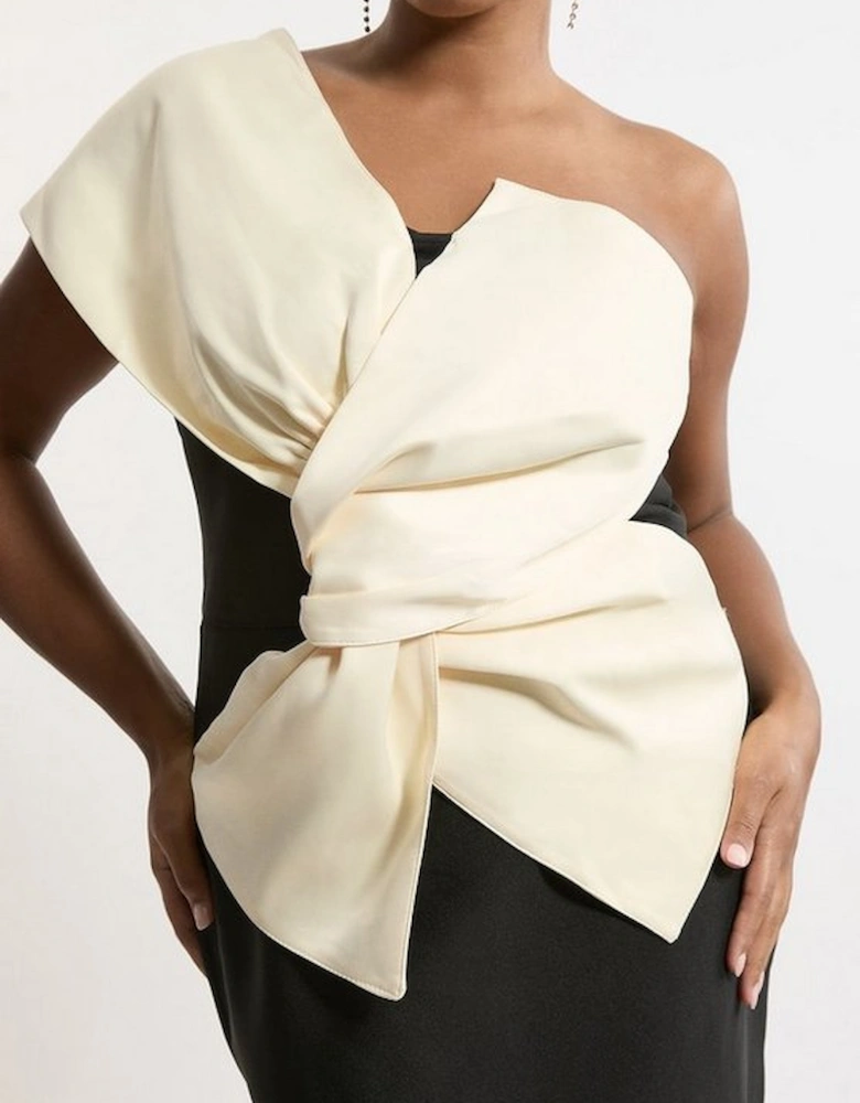 Plus Size Figure Form Bandage Dramatic Bow Detail Mini Dress