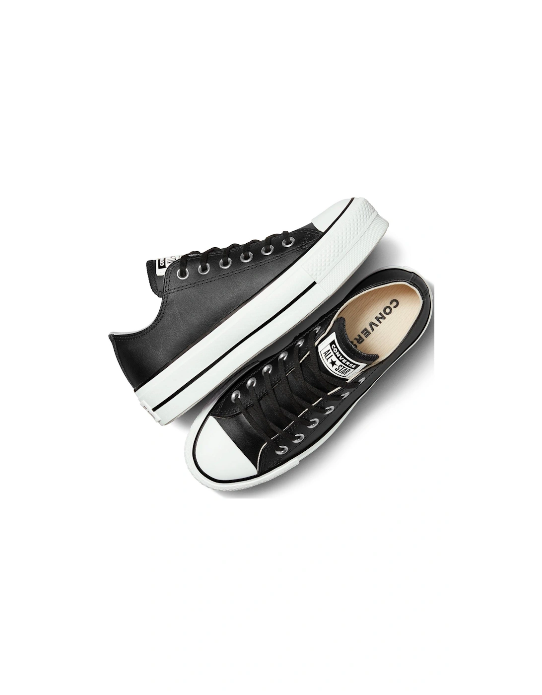 Womens Leather Lift Ox Trainers - Black/White