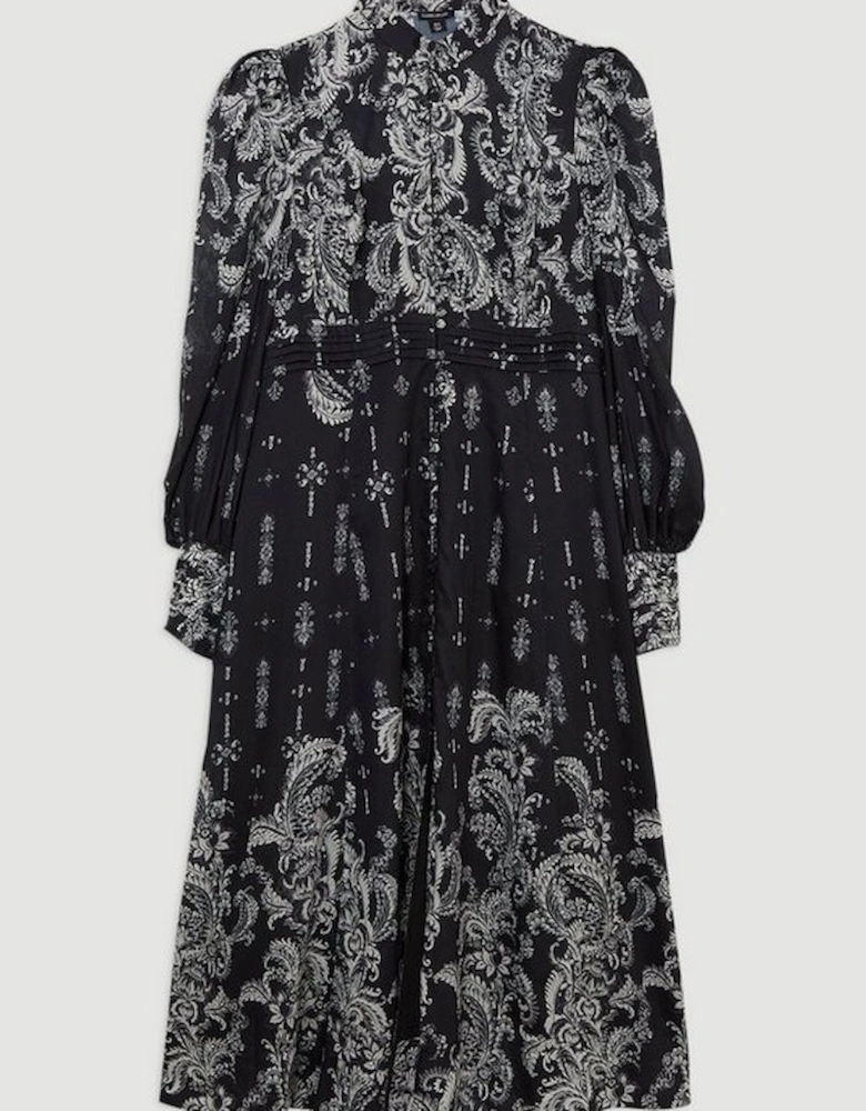 Plus Size Mono Floral Woven Button Up Maxi Dress