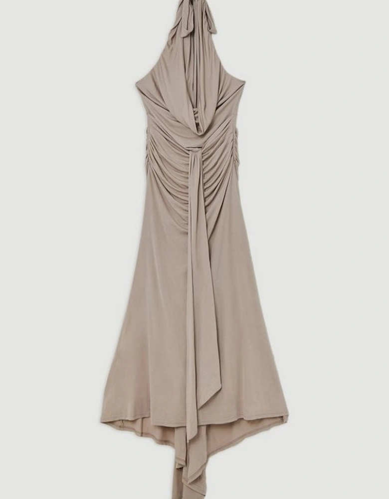 Petite Premium Viscose Jersey Crepe Cowl Neck Maxi Dress