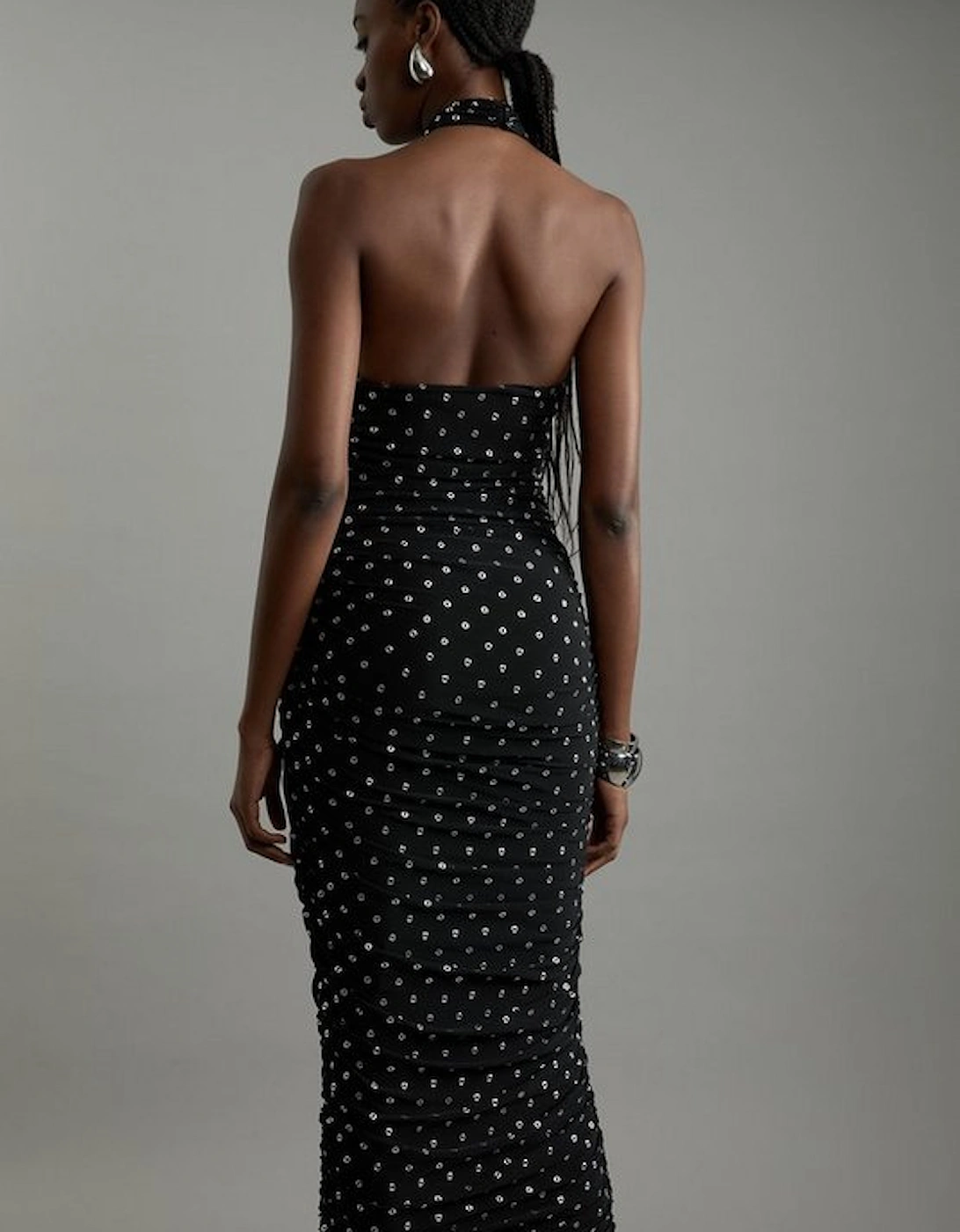 Studded Mesh Maxi Dress