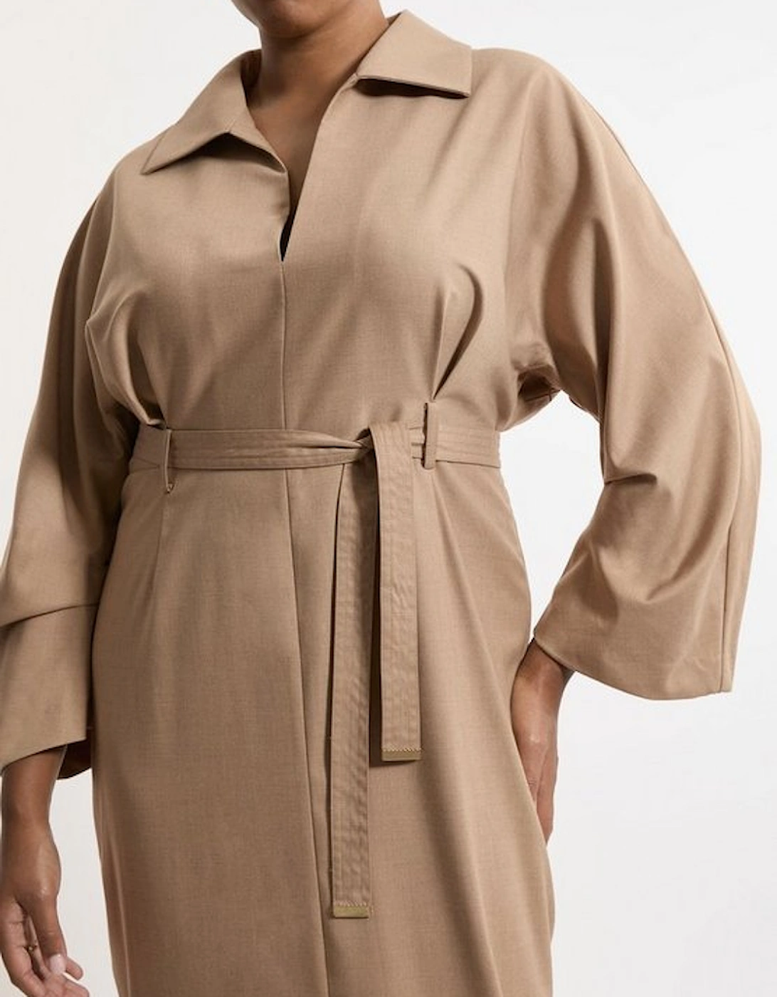 Plus Size Tailored Wide Sleeve Maxi Shirt Dress