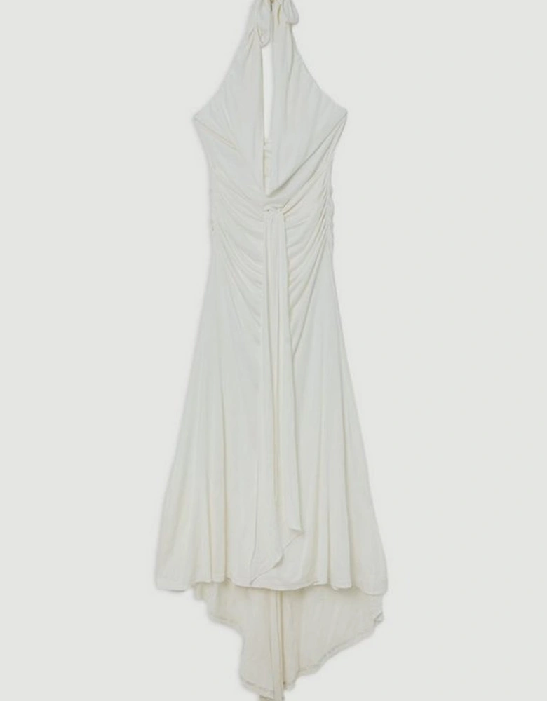 Premium Viscose Jersey Crepe Cowl Neck Maxi Dress