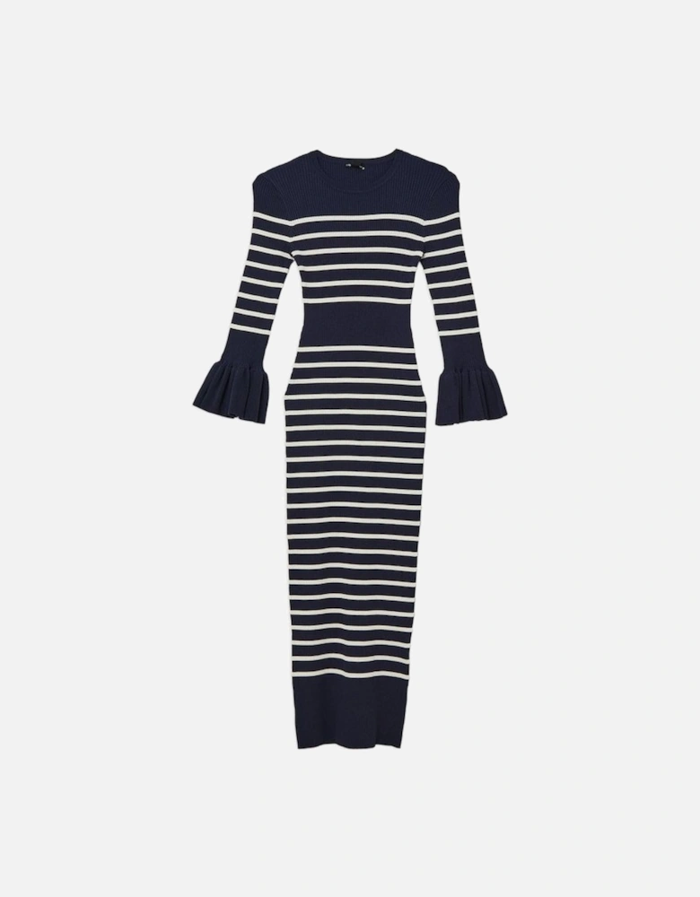 Full Sleeve Rib Knit Midi Dress