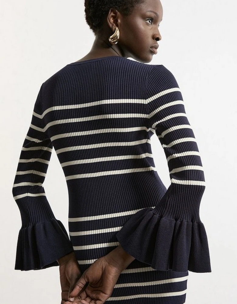 Full Sleeve Rib Knit Midi Dress