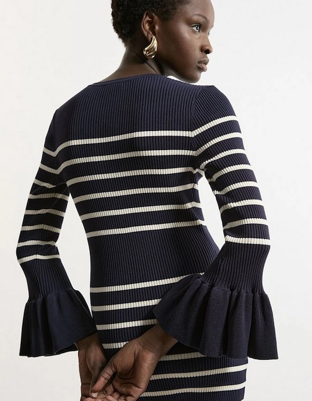 Full Sleeve Rib Knit Midi Dress