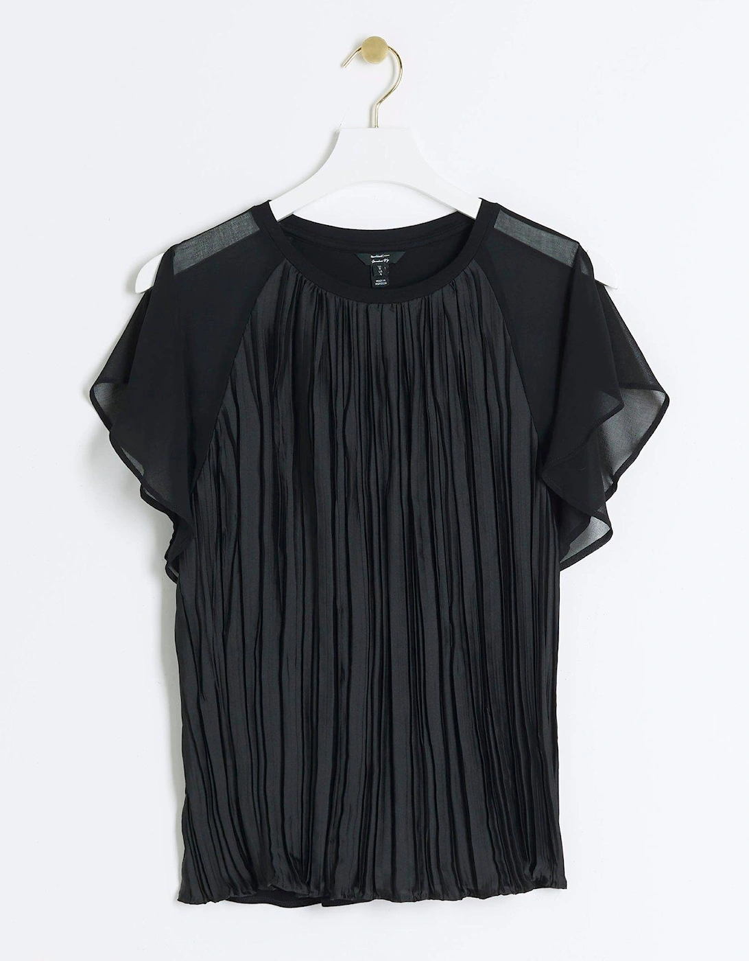 Crinkle Hybrid Top - Black