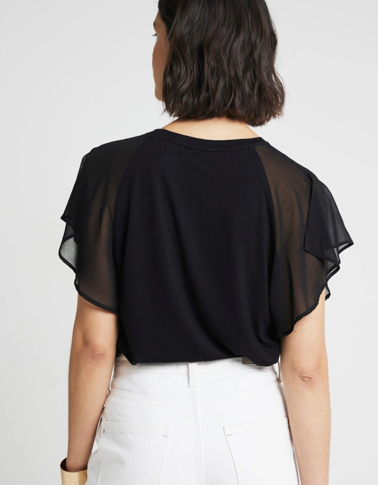 Crinkle Hybrid Top - Black