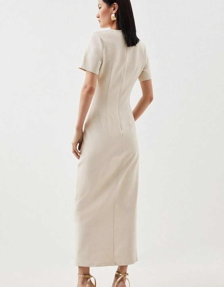 Ponte Tuck Jersey Midi Dress