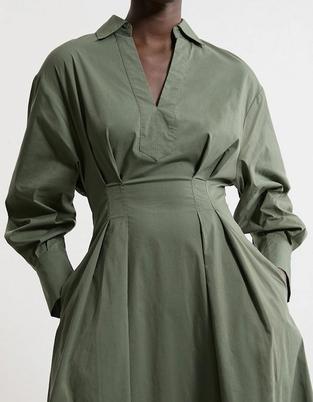 Poplin Balloon Sleeve Woven Shirt Dress