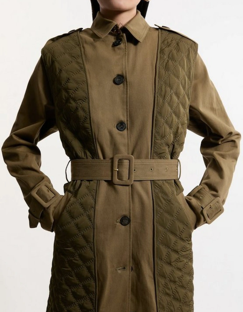 Quilted Panel Trench Coat