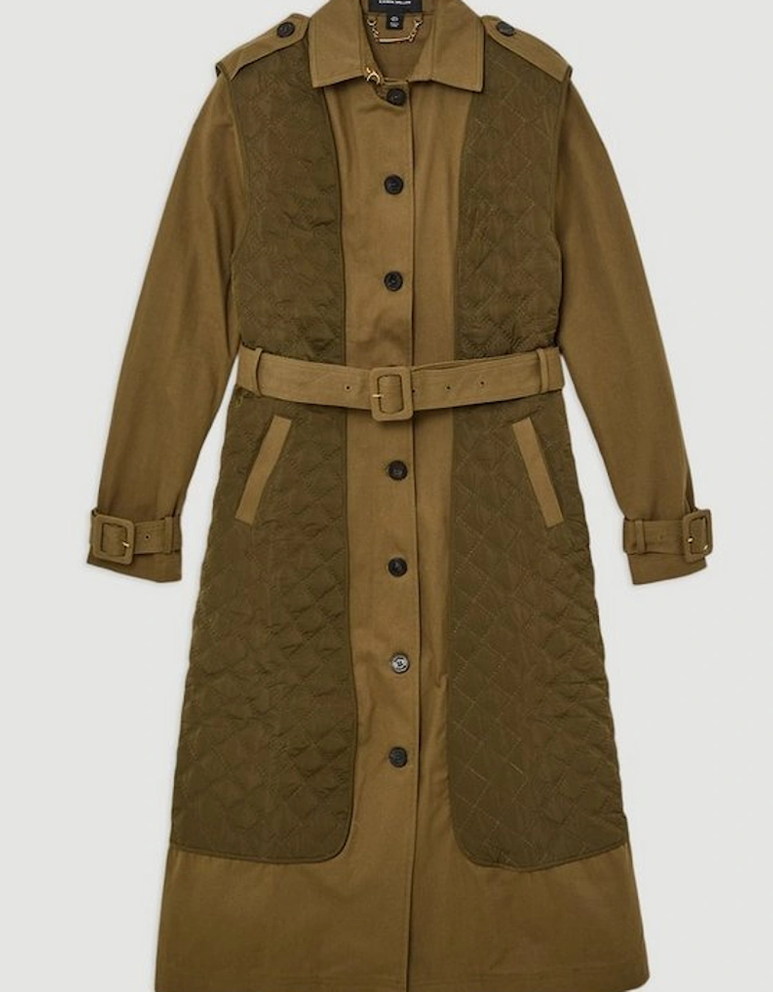 Quilted Panel Trench Coat