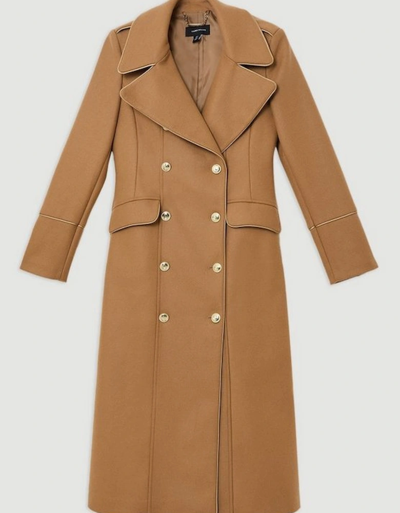 Italian Wool Double Breasted Military Midi Coat