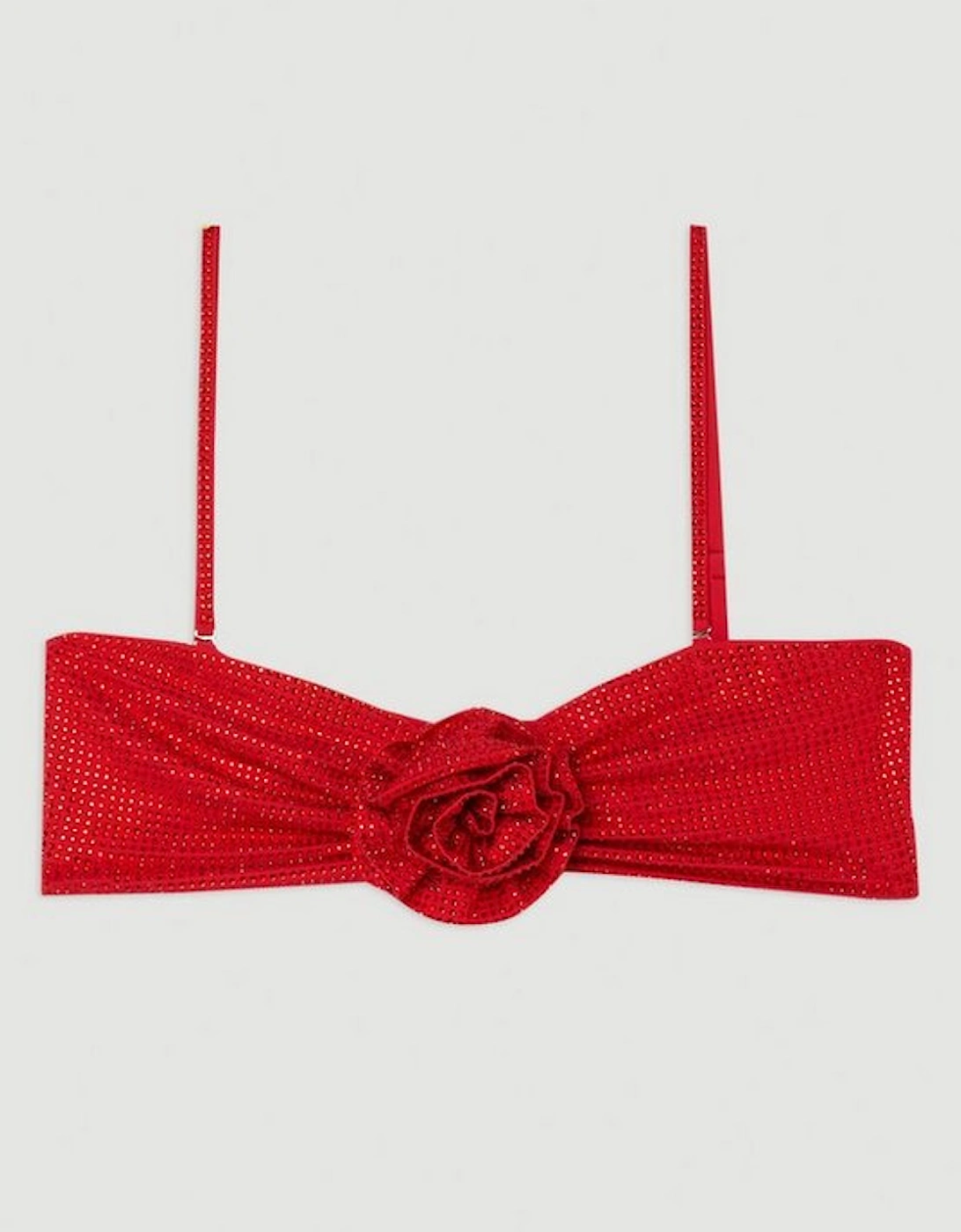 Premium Embellished Rosette Bandeau Bikini Top