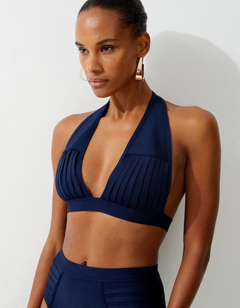 Bandage Sheer Stripe Halter Neck Top