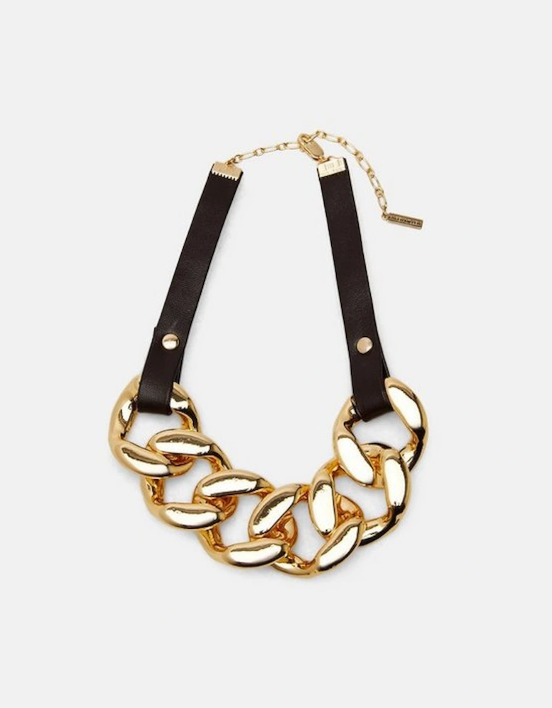 Chunky Statement Chain Pu Necklace