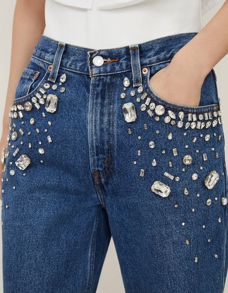 Hand Embellished Vintage Straight Leg Jean