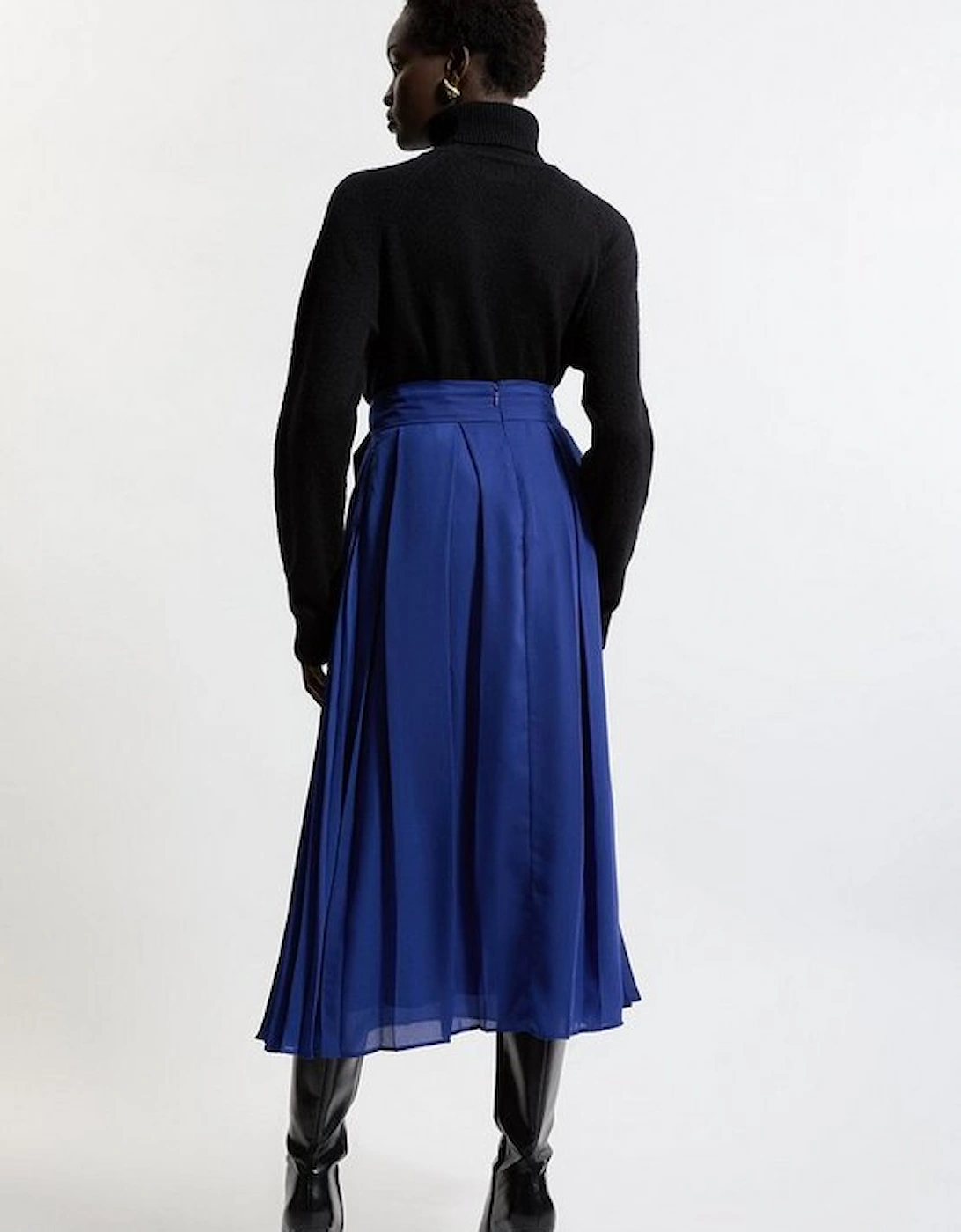 Georgette Woven Pleated Maxi Skirt